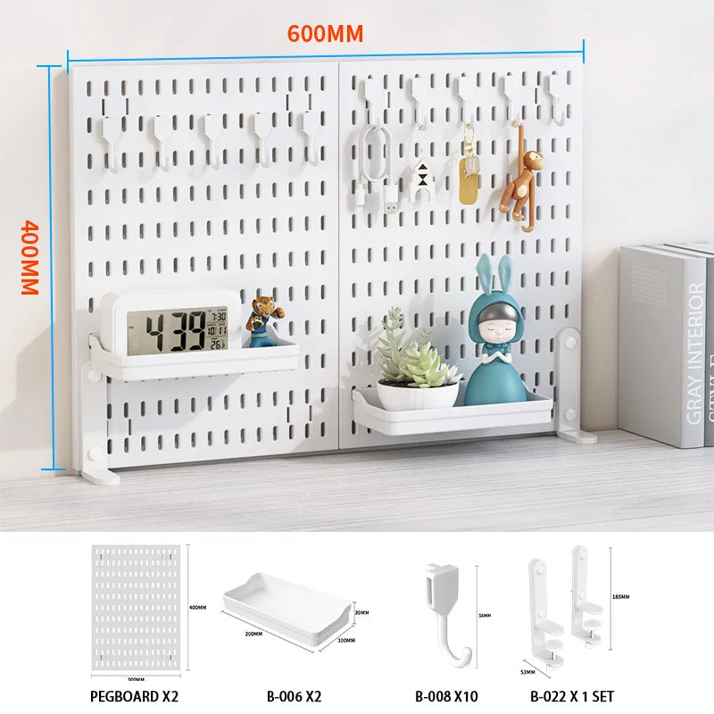 Office Desktop Storage Pegboard: Height-Adjustable Vertical Storage Rack (For Stationery Storage And Decorative Figurine Display