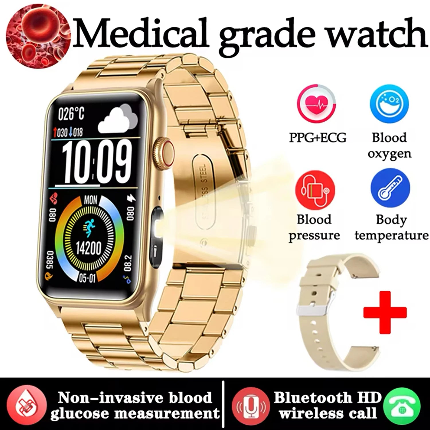 2025New Medical grade Smart Watch For Xiaomi Women Health Blood sugar Blood oxygen Blood pressure Monitoring Men Sport Watches