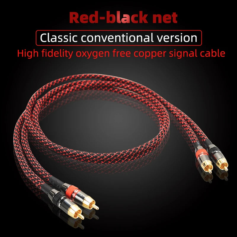 Hi-Fi Fine RCA Cable High Quality 4N OFC HIFI 2RCA-2RCA Male to Male Audio Cablemain core independent shielding One pair