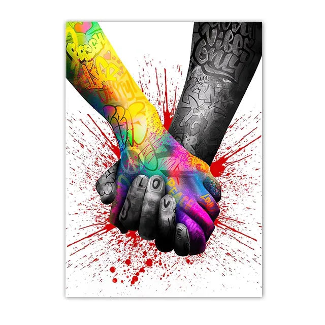 Graffiti Wall Art Home Decoration Painting Street Hand Gestures Love Kiss Modern Poster Print Pictures Abstract Pop Room Mural