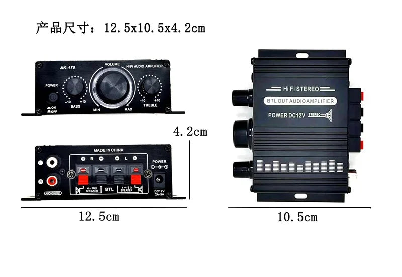 Ak170 Light Mini STEREO Power Amplifier With 4 Inch Speaker DIY Kit Vending Pinball Audio Arcade Game Machine Module Mp3 Player
