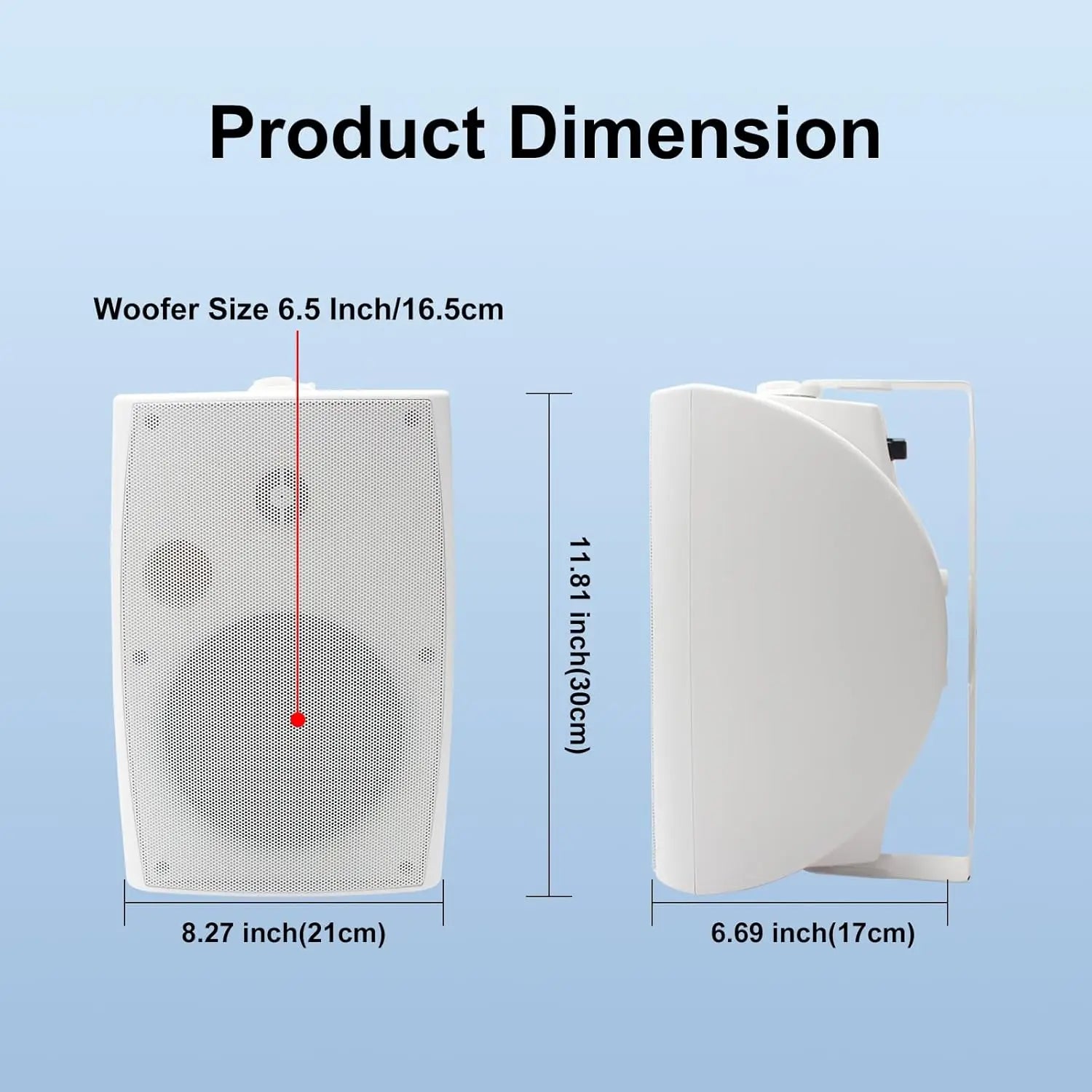 Herdio 400W 6.5‘’ Passive Outdoor Speakers Wired Waterproof 2 Way Wall Mounted Speakers With Powerful Bass For Patio Home 2PCS