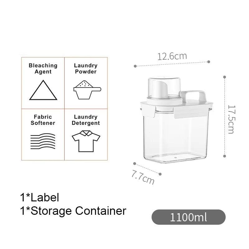 Laundry Detergent Dispenser, Clear Laundry Soap Dispenser, Airtight Food Storage Container with Measuring Cup, Home Supplies