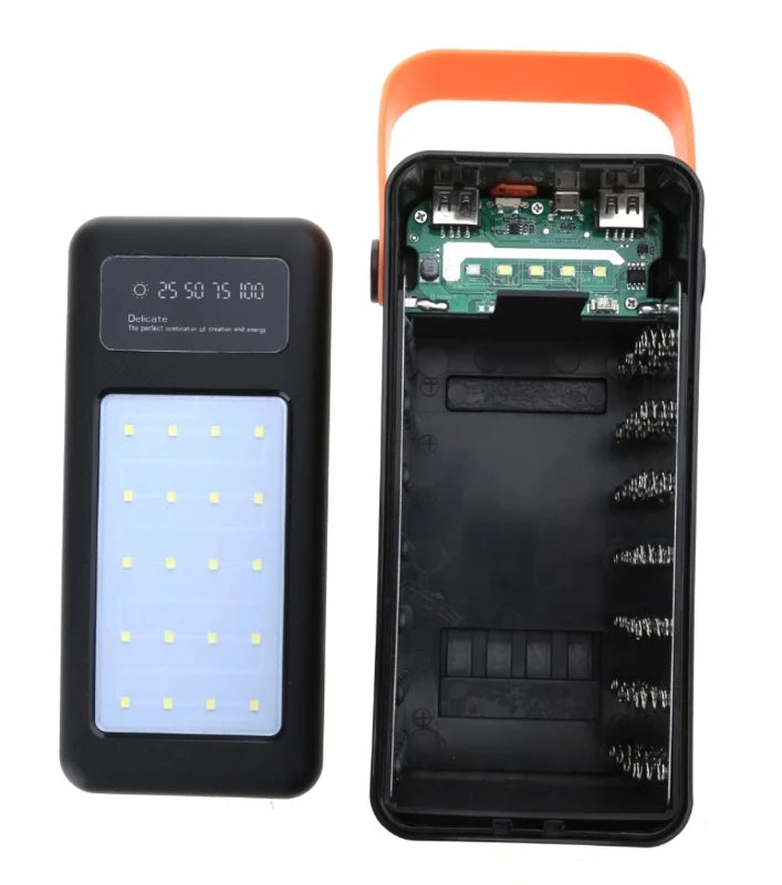 DIY Power Bank Case 18650x21 PD QC4.0 3.0 22.5W Fast Charge Battery Storage Box with Micro Type-c Charging Cable Camping Light