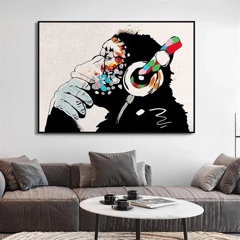 Classic Retro Wall Art Banksy Street Graffiti HD Canvas Print Poster Home Living Room Bedroom Decorative Painting