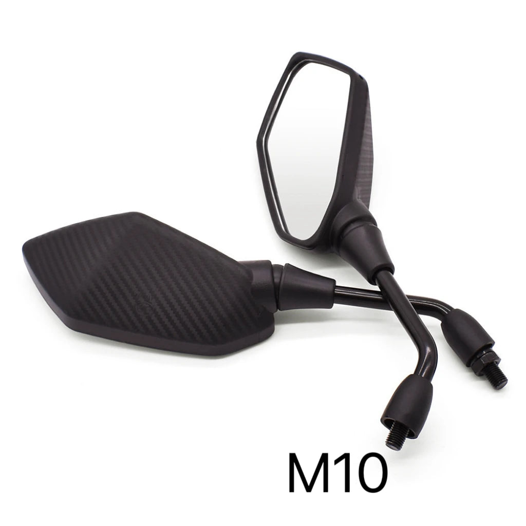 1 Pair Motorcycle Mirror Scooter E-Bike Rearview Mirrors Electrombile Back Side Convex Mirror 8mm 10mm imitation Carbon Fiber