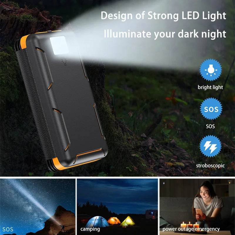 500000mAh Solar Power Bank 120W Large Capacity Super Fast Charging with Flashlight External Battery for iPhone Huawei