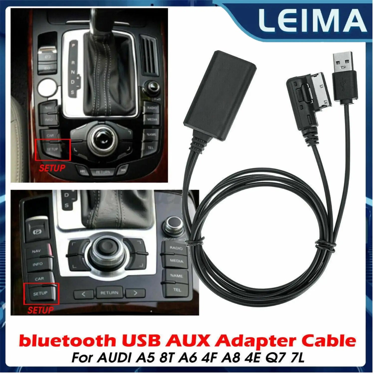 1pc Wireless Bluetooth Music Interface AUX Audio Cable Adapter Fit For Audi A4 A5 A6 A8 Q7 All Models with AMI & MMi 2G High