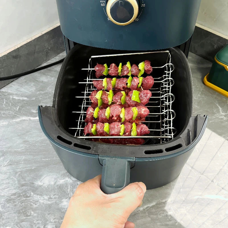 Air Fryer Skewer Stand Vertical Multi-pin Stainless Steel BBQ Holder Air Fryer Accessories Skewers For Grilling Kitchen Tools