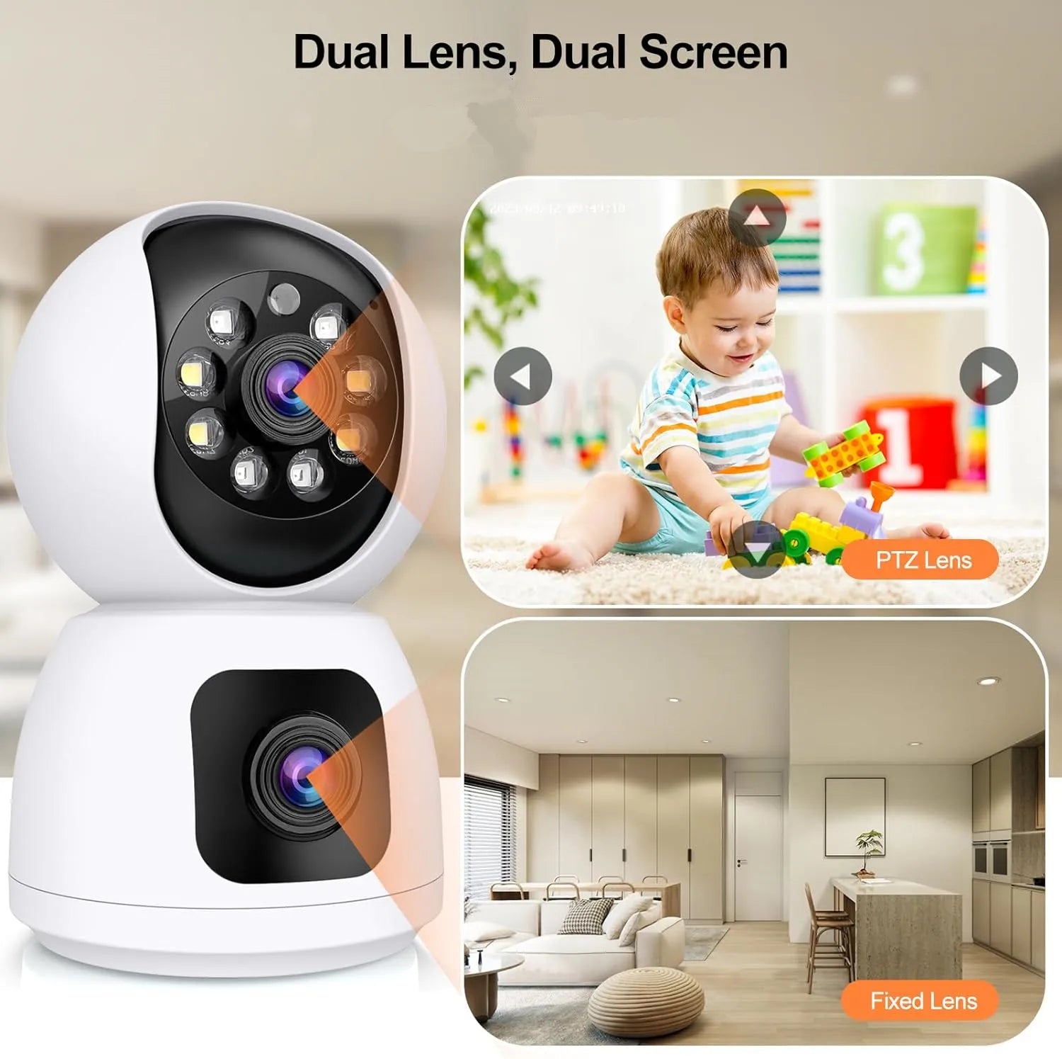 ANSVICAM Tuya Smart 4K 8MP Dual-Lens PTZ Security Camera 5G WiFi Dual-Screen Indoor Cameras AI Auto Tracking Color Night Vision