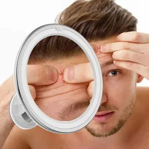 Round LED Fill-Light Makeup Mirror-10X Magnifying, Upright Desktop Vanity | Essential for Flawless Makeup & Effortless Grooming