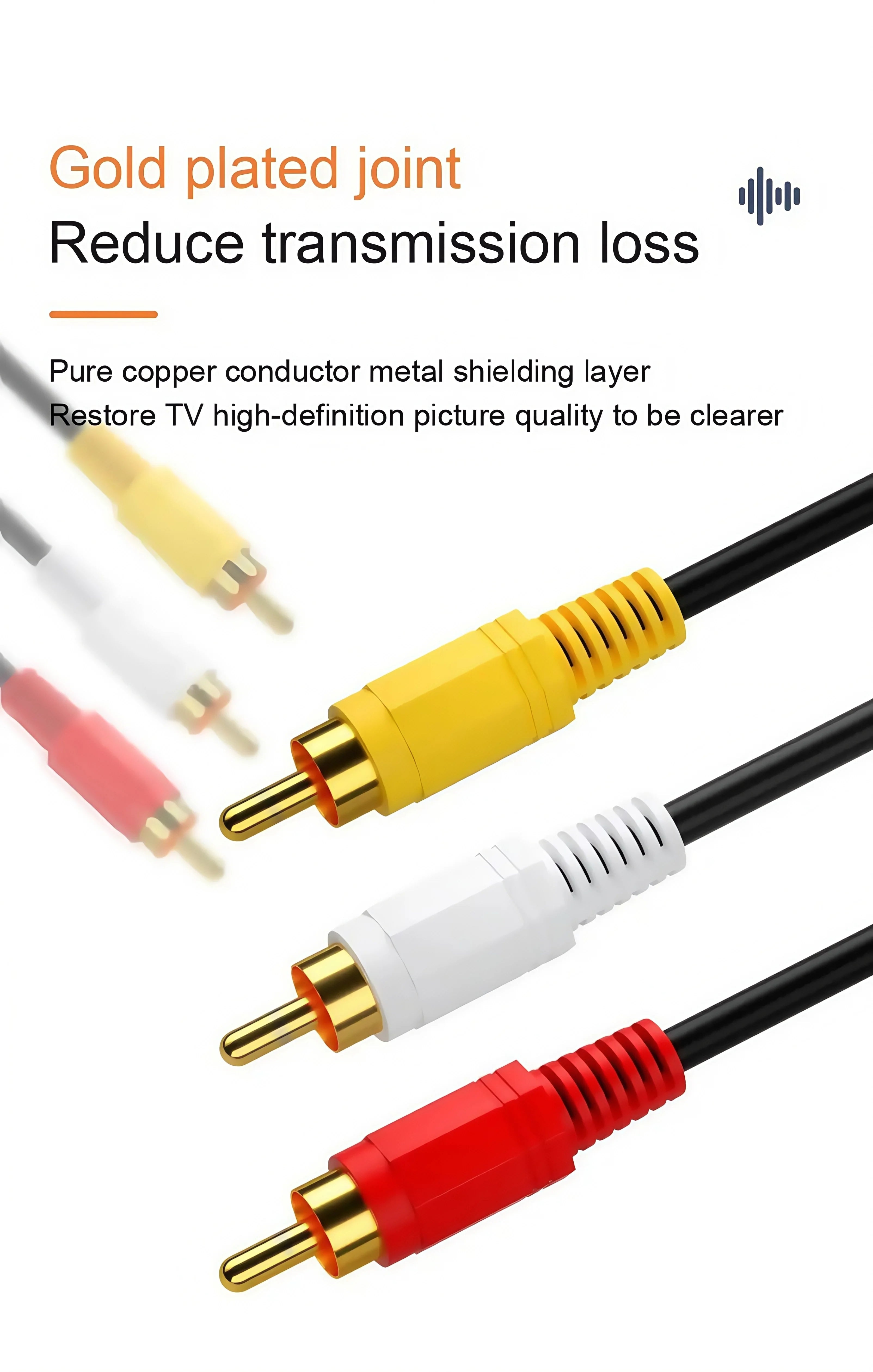 3 RCA to 3 RCA Composite AV Cable - Male to Male Audio Video Cable for TV/DVD/Home Theater (Wholesale Available)