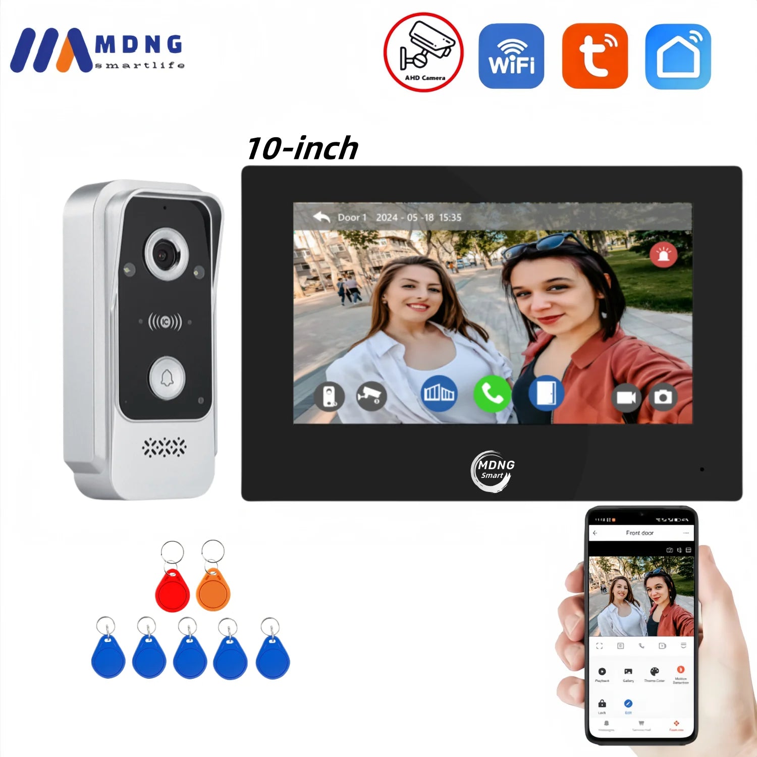 7 Inch Tuya Smart Wired Home Videophone Intercom System Dual Lock Unlocking FHD 1080P Wireless Video Doorphone Intercom Doorbell