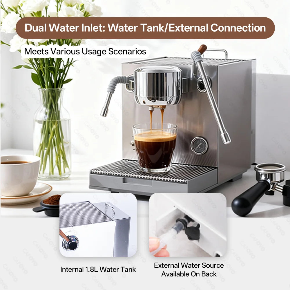 CAFOVO E120 9Bar Commercial Dual Boiler Espresso Machine ULKA Pump OPV System with OLED Display for Cafe Coffee Maker 220V