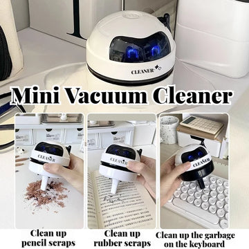 Vacuum Cleaner Desktop Mini Rechargeable-Car Vacuum & Automatic Rubber Shavings & Keyboard Dust Extractor for Portable Cleaning