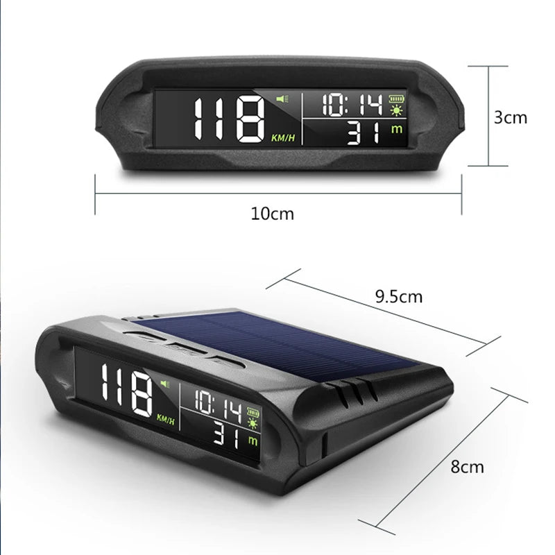 Auto GPS Speedometer With Solar Charging Car HUD Head up Display Car Smart Digital Alarm Reminder Meter Electronics Accessories