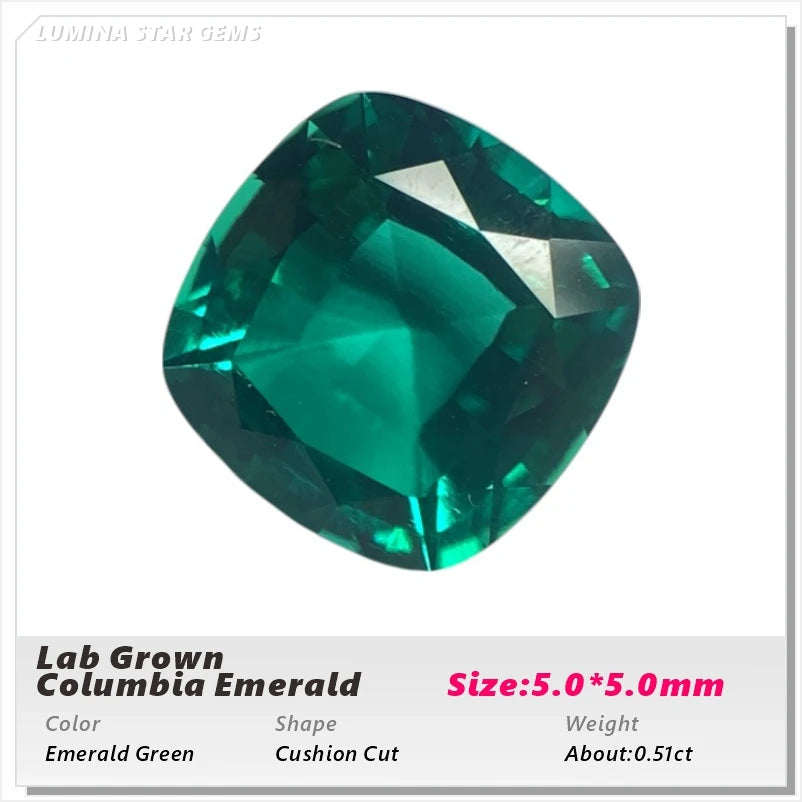Lab Grown Colombian Emerald Stone High Quality Multiple Cuts Available Hydrothermal Hand-cutting Selectable AGL Certificate