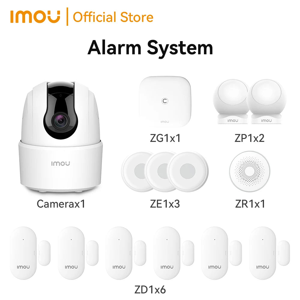 IMOU Home Wifi Alarm System Zigbee 3.0 Real Time App Push Motion Sensor Alarm Siren Window Door Sensor IP Camera Work with Alexa
