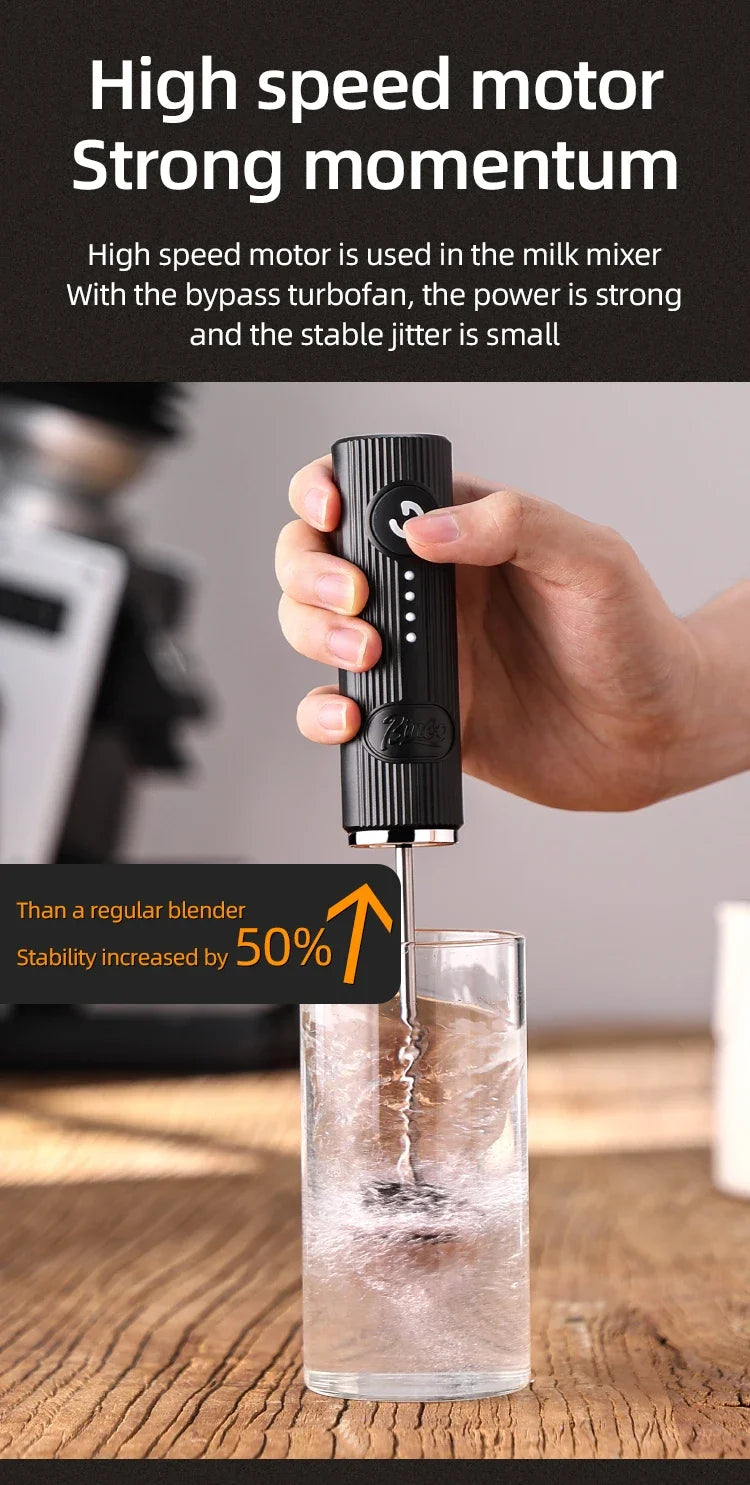 Bincoo UPGRADED Electric Coffee Frother/MILK Whisk+Egg Beater MINI Food Blender USB Rechargeable Handheld 2 Speeds Espresso Tool