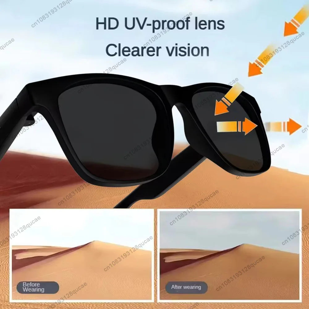 New Men's Smart Glasses Women's Bluetooth Glasses Voice Call Control Music UV Polarized Sunglasses Headphone Glasses Man 2025
