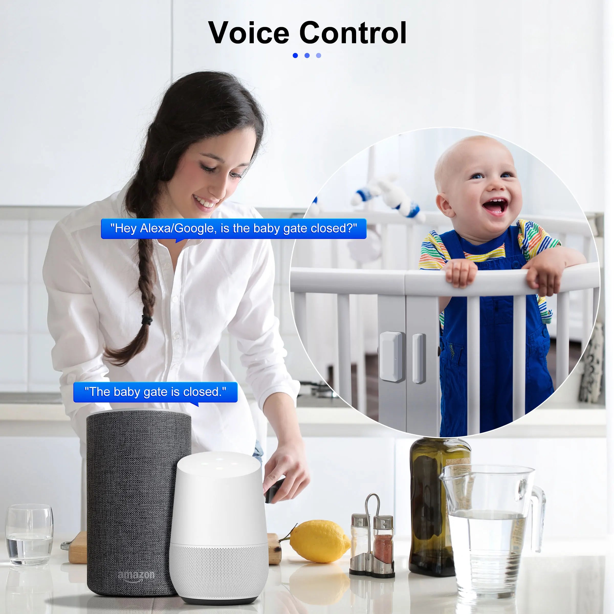 GIRIER Smart Door and Window Sensor ZigBee 3.0 Wireless Contact Detector for Smart Home Security Works with Home Assistant 2MQTT