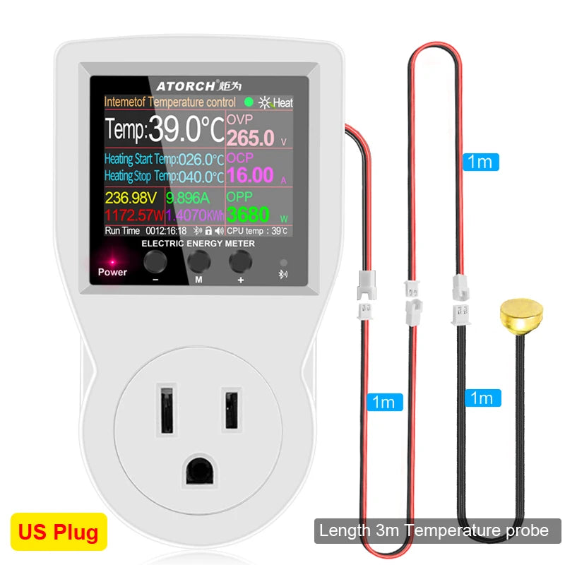 16A Tuya WIFI Digital Thermostat Socket Incubator AC220V Temperature Controller With Timer Switch Cooling Heating 3M NTC Sensor