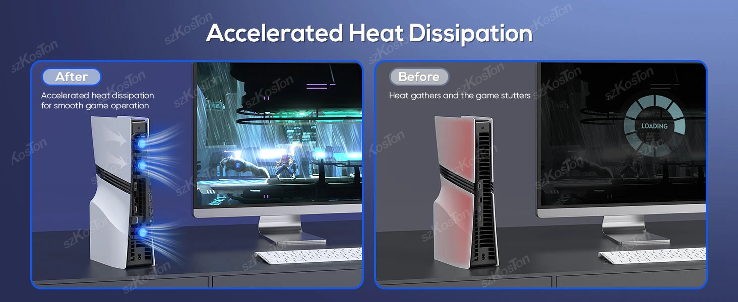 Smart Cooling Fan for PS5 Pro&PS5 Slim Console Automatic Temperature Sensing Adjust Speed for PlayStation5 Pro Games Accessories