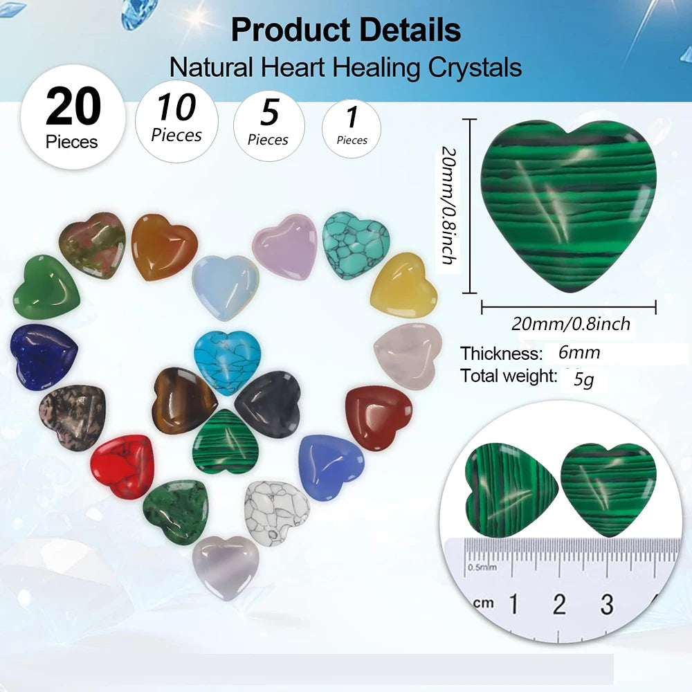 Lots Wholesale Gem Heart Shape LOVE 20MM Natural Crystal Amethyst Agate Bead Healing Reiki Natural Stone Gift Supplies