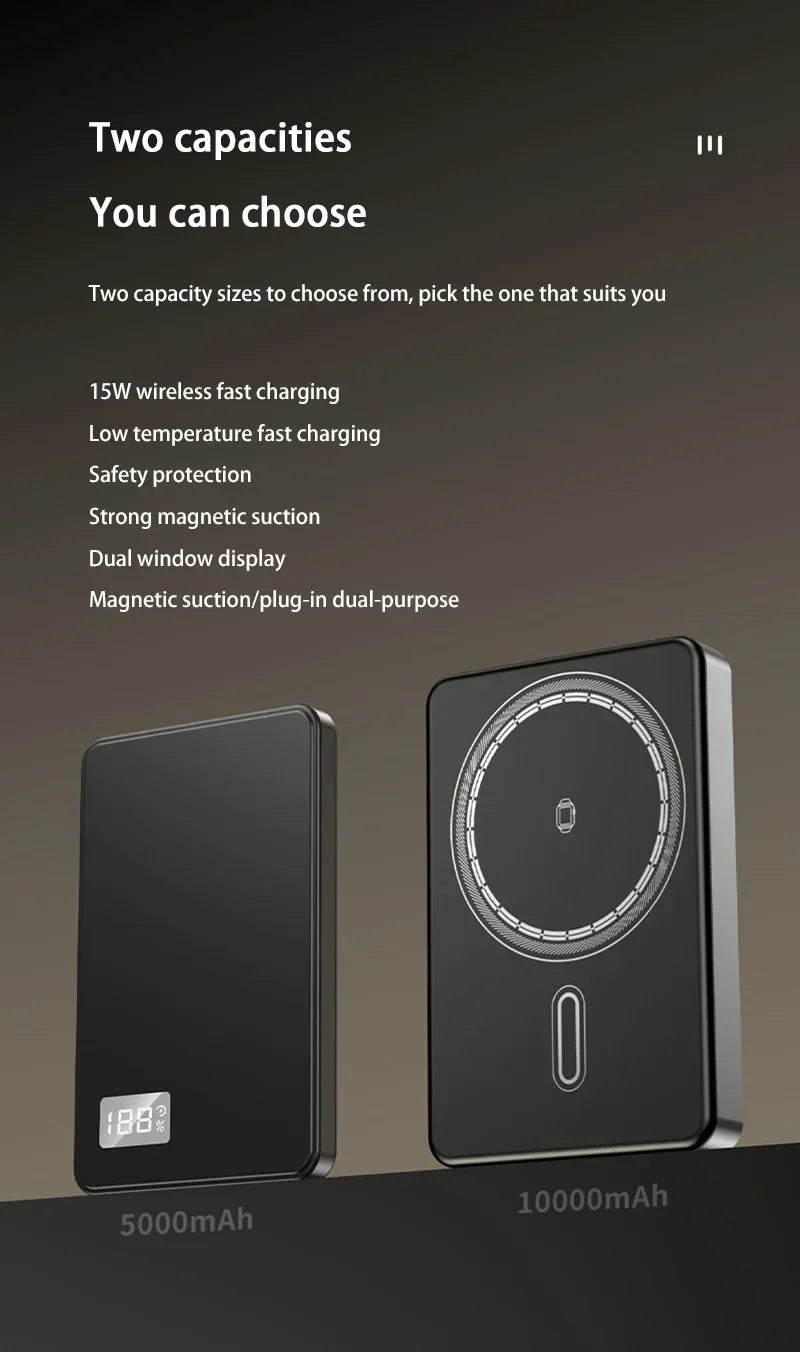500000mAh Magnetic Power Bank  Fast Charging  Portable Wireless PD22.5W Fast Charging External Battery for Magsafe for iPhone