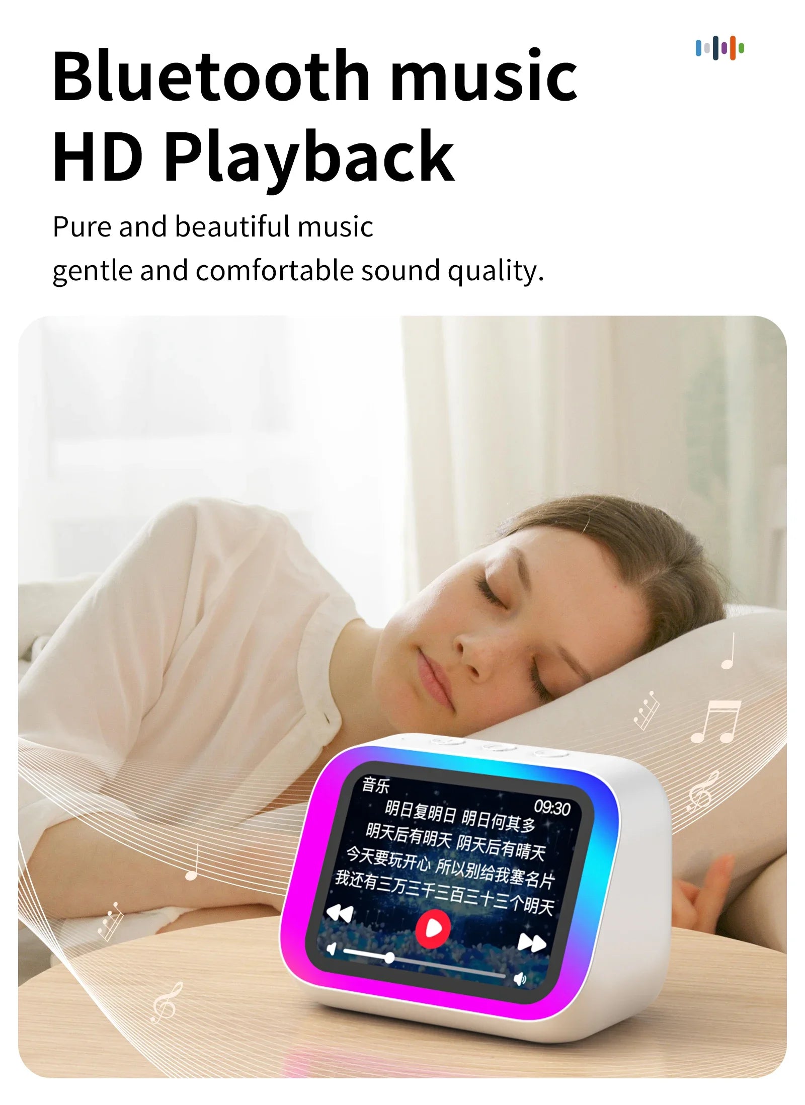 AI Smart Bluetooth 5.4 Speaker HD Touch Screen Display Electronic Album Alarm Clock Hi-fi Stereo Sound Voice Speaking Assistant