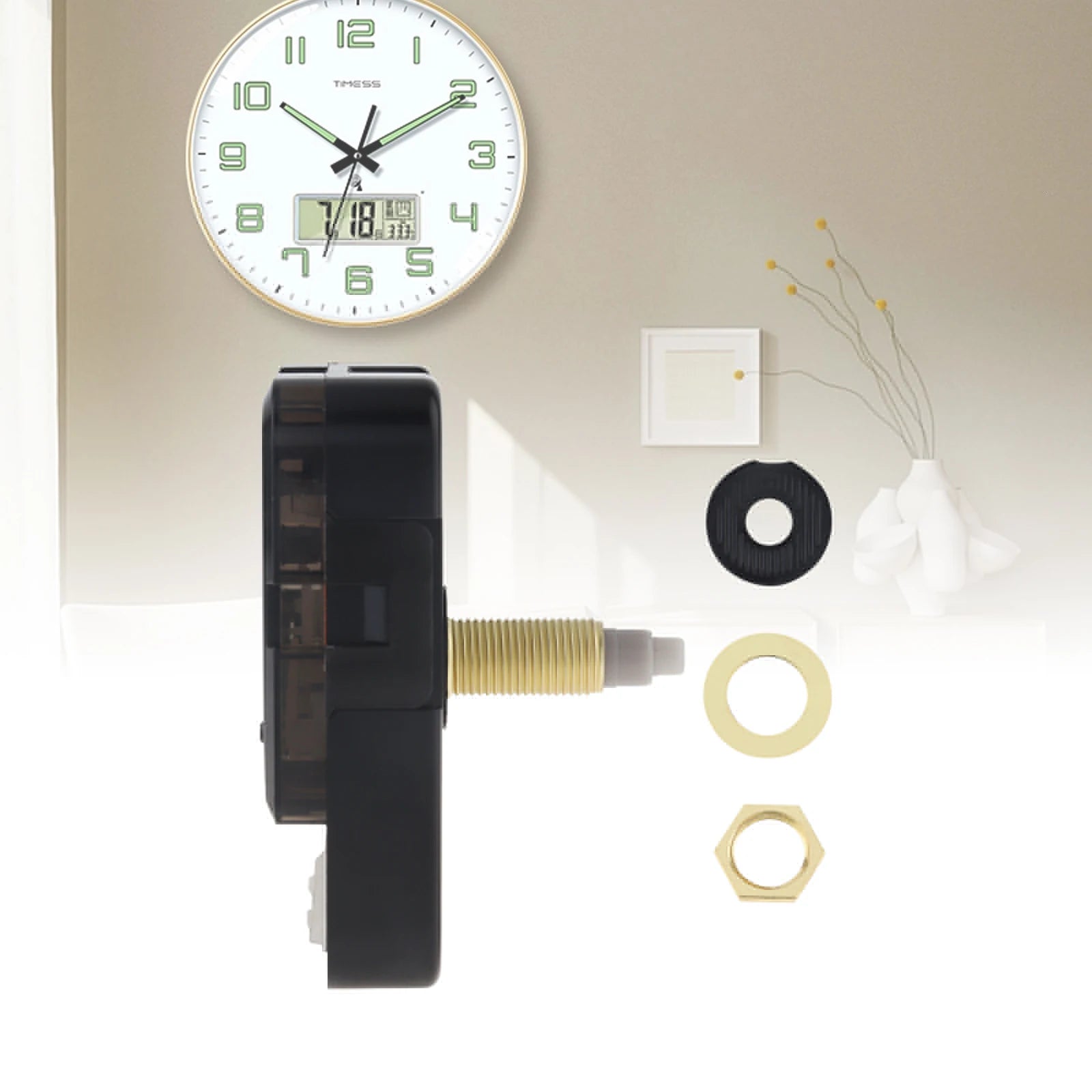 Quartz Battery Operated Silent Wall Clock Movement Mechanisms for DIY / Repair, Clock Parts Replacement
