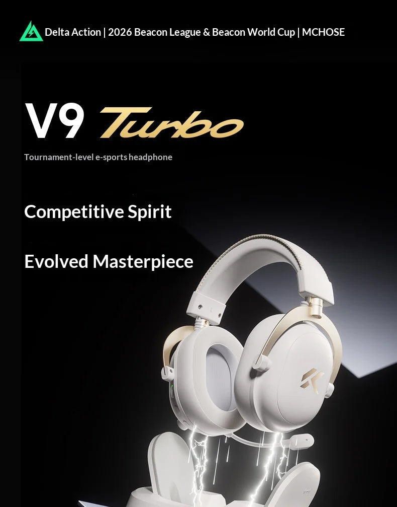 MCHOSE V9 Turbo Gaming Headset Support BT 2.4G Low Latency Wireless E-Sport Top Speed Connection with 2000mAh Magnetic Charging