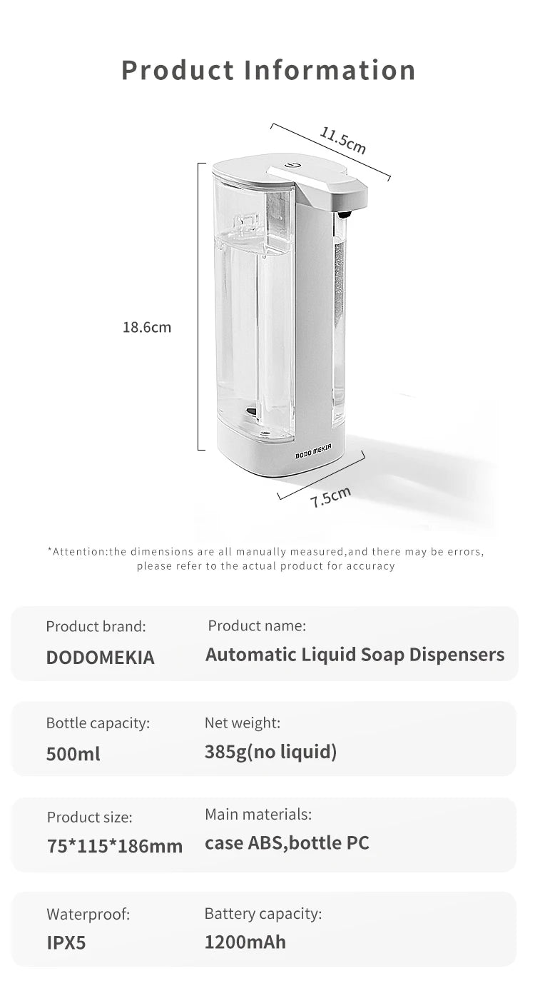 Automatic Dishwashing Machine Sensor Intelligent Hand Washing Machine Kitchen Hand Sanitizer Soap Dispenser
