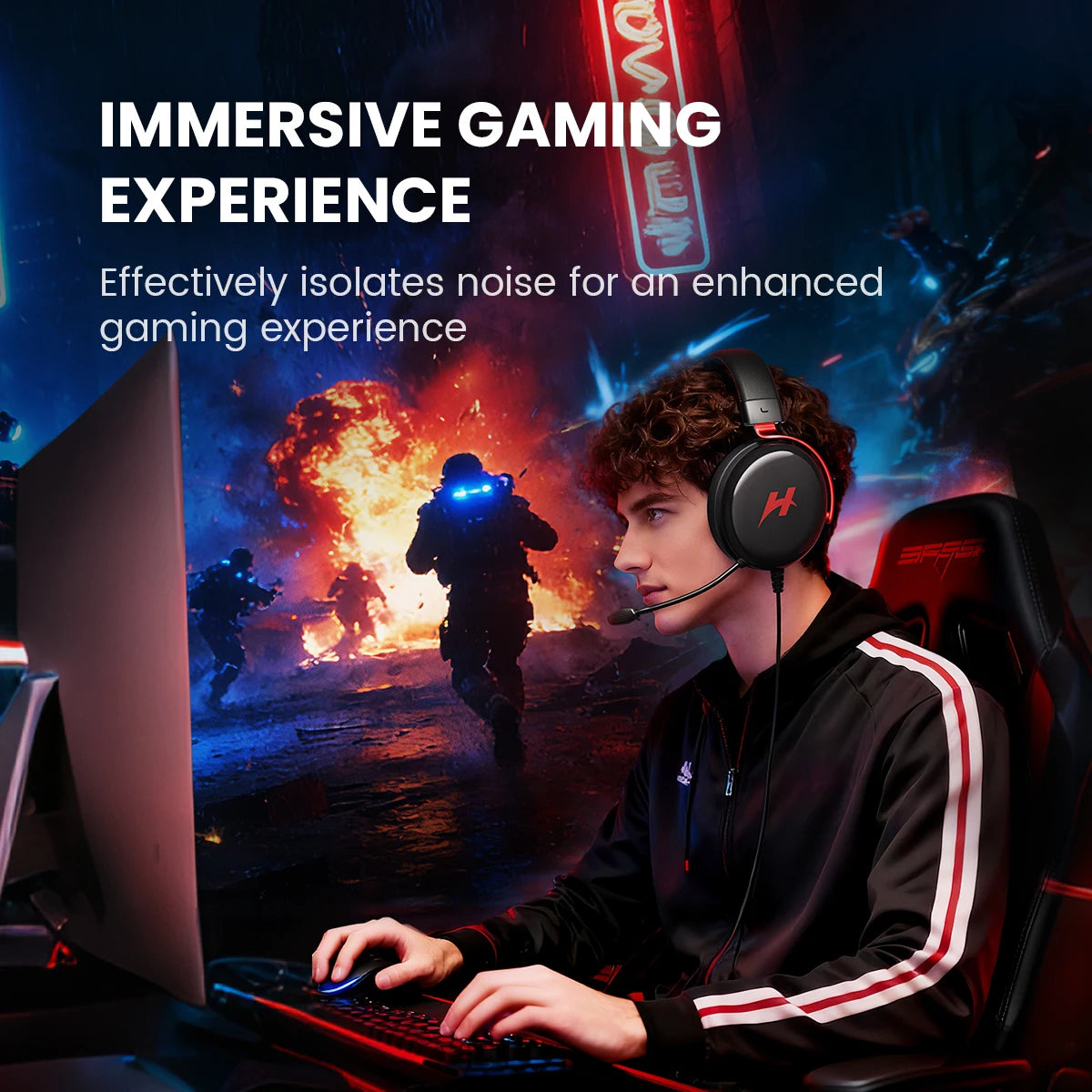 HAYLOU HexStorm G1 Wired Gaming Headphone 7.1 Surround Sound 50mm Dual Driver Esports Gamer Headset with Mic For PS4 PS5 PC
