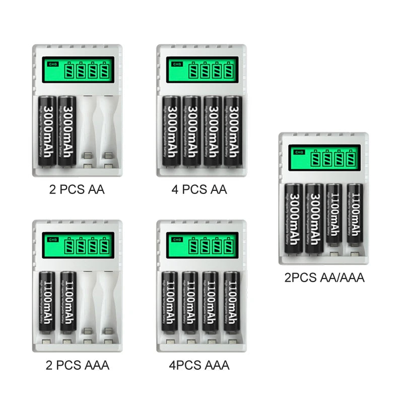 LCD Display Smart Intelligent Battery Charger With 4 Slots  For AA/AAA NiCd NiMh Rechargeable Batteries aa aaa Charger