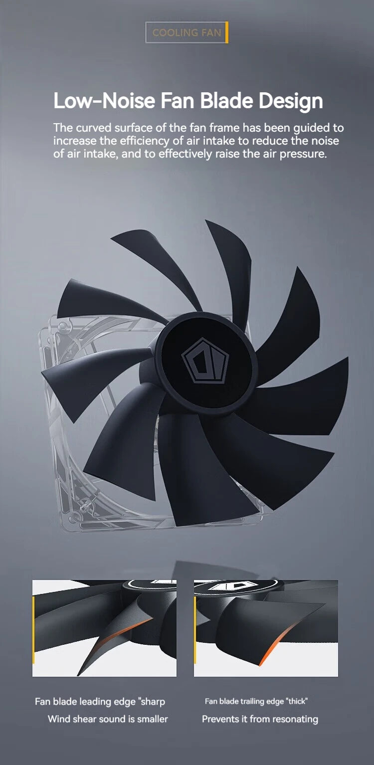 ID-COOLING XF-120-K Simplicity Efficiency PC Gamer Computer Case Fan 12V 4Pin PWM Adjust Speed Serializable Cooling Ventilador