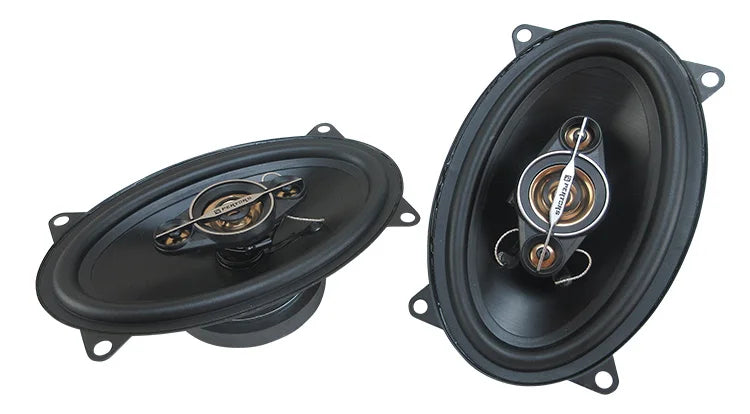 A pair of 4x6-inch coaxial four-way car audio speakers, 500W maximum power, 50W RMS, high-power sound quality, 4 ohm impedance
