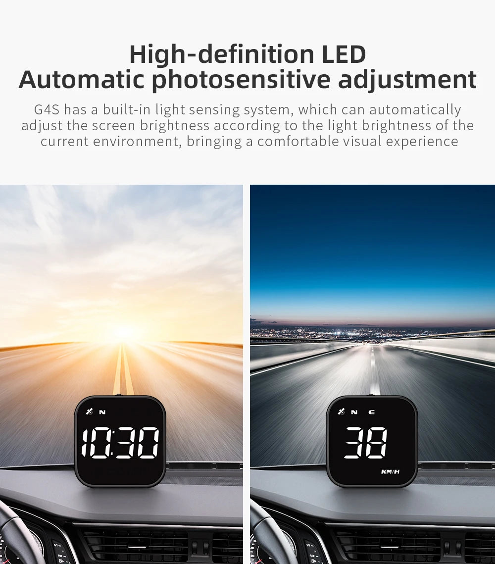 G4S GPS Smart Car LED Multifunctional Head Up Display For HUD GPS Speed MPH KMH Time Compass Speedometer With Overspeed Alarm