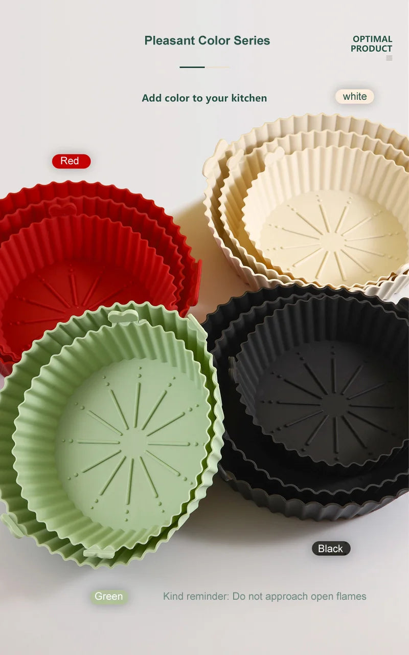 Air Fryer Baking Tray Reusable silicone baking basket Grill Pan food-grade safe non-stick fryers ovens microwave oven