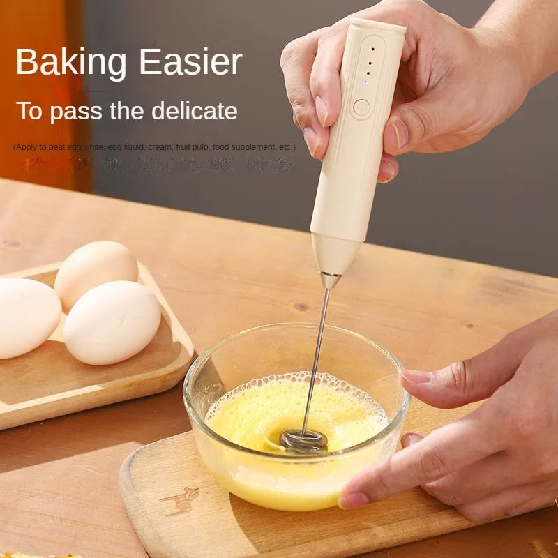 Handheld WhiskAutomatic Stainless Steel Mini Portable Blender 3 Speed Adjustable USB Rechargeable Blender Milk Frother