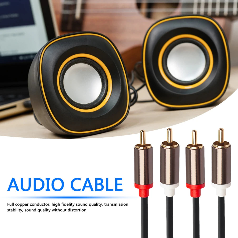 Audio Cord Audio Cable Male to Male 1m 2m 3m 2 RCA to 2 RCA Cable Cord Microphone Mixer for Home Theater DVD TV