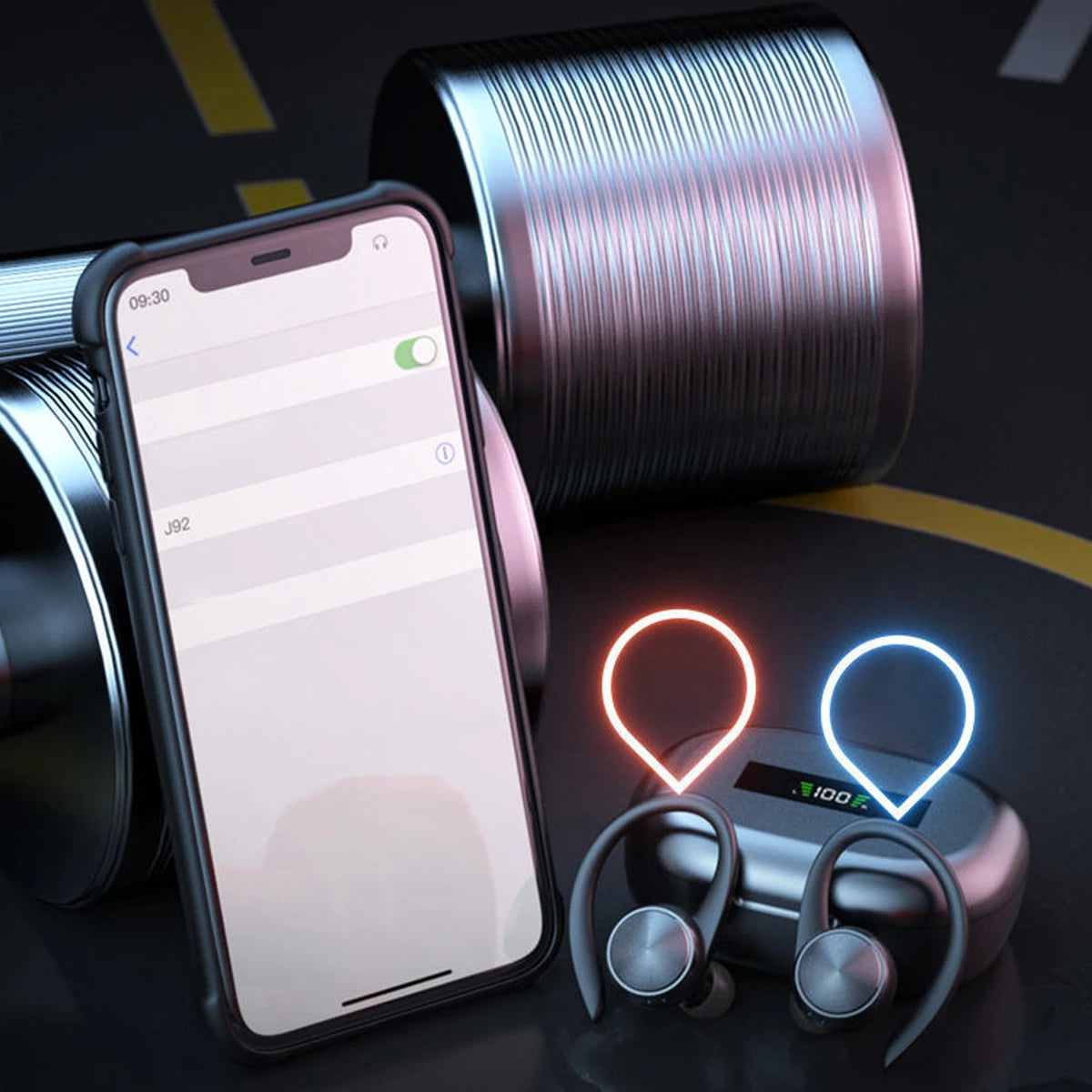 Wireless Bluetooth 5.0 Sports Headphone IPX5 Earbuds w/500mAh Charging Case Ear Hooks Earphones 3D HiFi In-Ear Wireless Headset