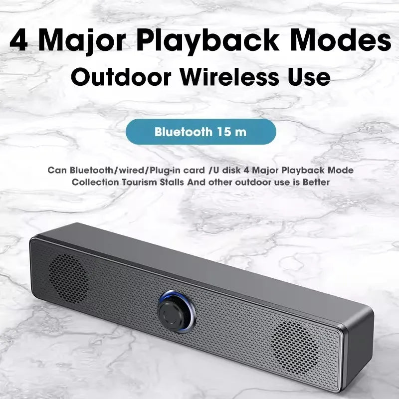 PC Soundbar Wired and Wireless Bluetooth Speaker USB Powered Soundbar for TV PC Laptop Gaming Home Theater Surround Audio System