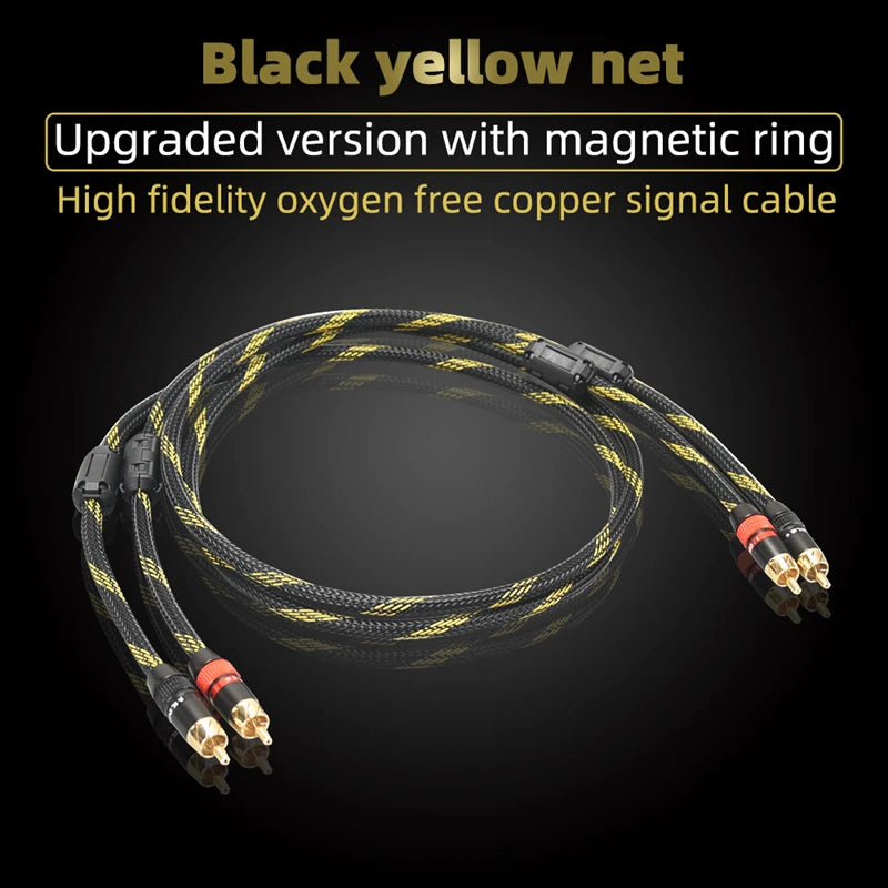 Hi-Fi Fine RCA Cable High Quality 4N OFC HIFI 2RCA-2RCA Male to Male Audio Cablemain core independent shielding One pair
