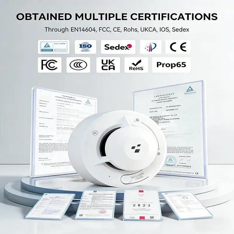 Tuya Wifi Smart Smoke Detector Photoelectric Sensor Fire Alarm 85dB with AA Batteries Compatible with Tuya App for Home Security