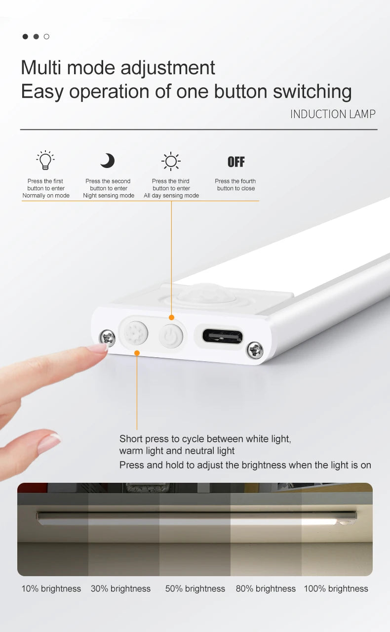 Night Light Led Light Under Cabinet Light Motion Sensor night light Closet Light Cabinet Kitchen Lighting Magnetic night light