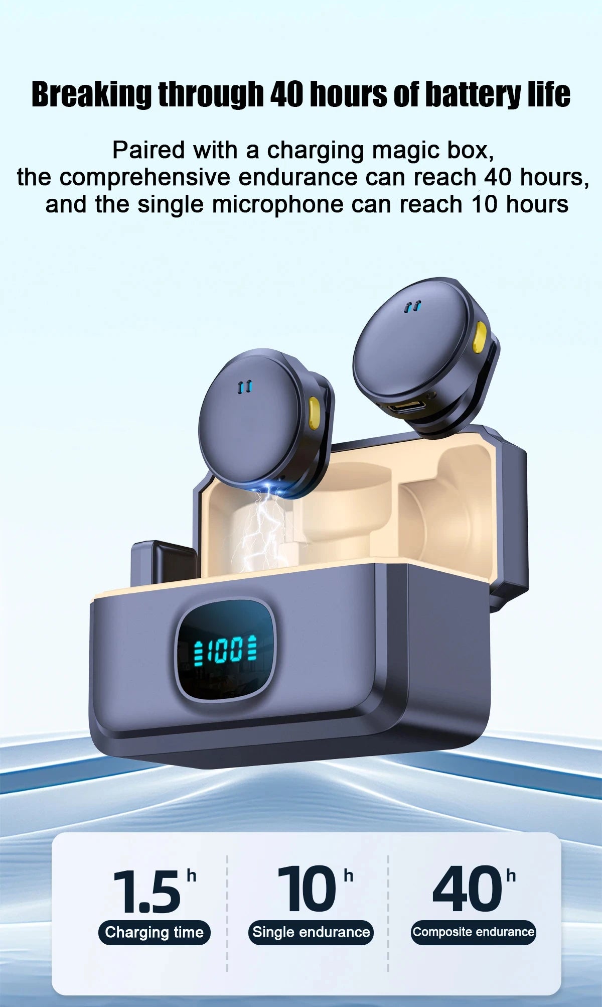Wireless Lavalier Microphone 2.4G Wireless Microphone Magnetic Suction Microphone Dual Noise Reduction Mic For Video Recording