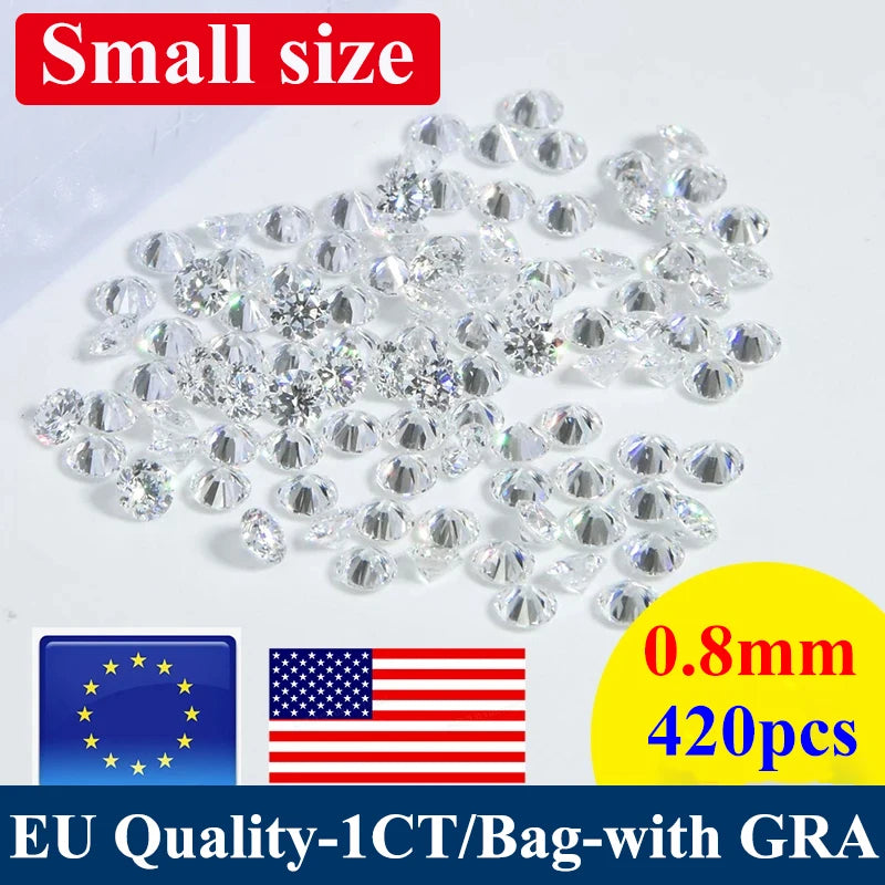 [ New EU Quality ]  1CT Small Size Moissanite Loose Stone Hand Cutting D Color 0.7mm-14mm Certified Moissanite Diamond