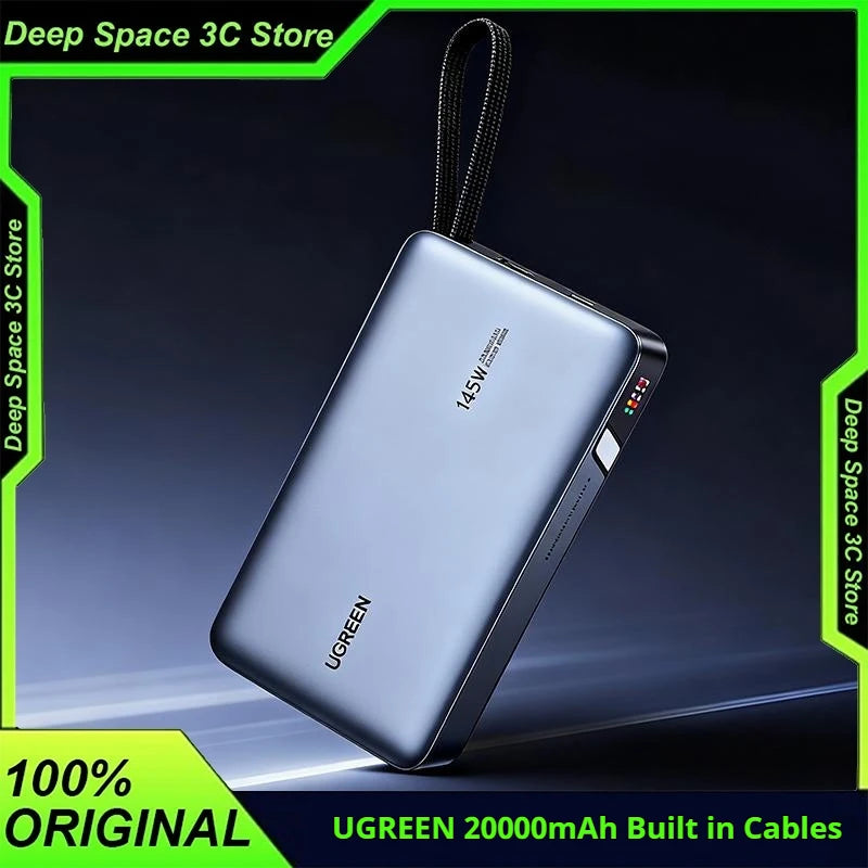 UGREEN 20000mAh Power Bank With Built in Cables 145W Fast Charge Mobile Power Bank iPhone17 Laptop Notebook Customized Charger