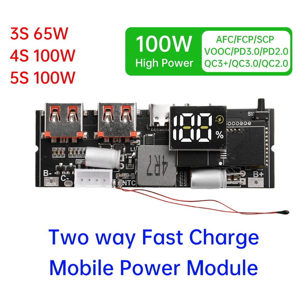3S 4S 5S 65W 100W Power Bank Dual Type-C Bidirectional Super-Fast Charging Module Power Bank Circuit Board